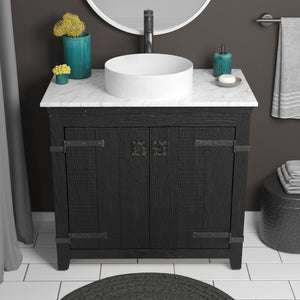 Alternate Image for Native Trails 36" Americana Vanity in Anvil with Carrara Marble Top and Positano in Bianco, Single Faucet Hole, BND36-VB-CT-MG-053