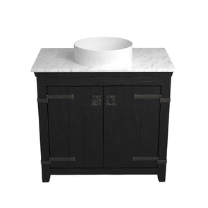 Alternate Image for Native Trails 36" Americana Vanity in Anvil with Carrara Marble Top and Positano in Bianco, No Faucet Hole, BND36-VB-CT-MG-054