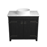 Native Trails 36" Americana Vanity in Anvil with Carrara Marble Top and Positano in Bianco, No Faucet Hole, BND36-VB-CT-MG-054