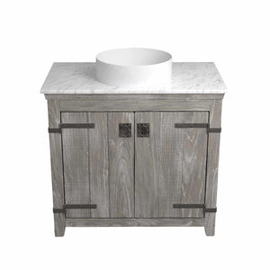 Alternate Image for Native Trails 36" Americana Vanity in Driftwood with Carrara Marble Top and Positano in Bianco, Single Faucet Hole, BND36-VB-CT-MG-055