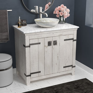 Alternate Image for Native Trails 36" Americana Vanity in Whitewash with Carrara Marble Top and Verona in Abalone, Single Faucet Hole, BND36-VB-CT-MG-057