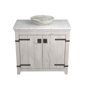 Alternate Image for Native Trails 36" Americana Vanity in Whitewash with Carrara Marble Top and Verona in Abalone, No Faucet Hole, BND36-VB-CT-MG-058