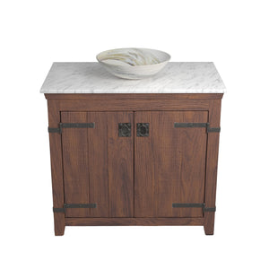 Alternate Image for Native Trails 36" Americana Vanity in Chestnut with Carrara Marble Top and Verona in Abalone, No Faucet Hole, BND36-VB-CT-MG-060