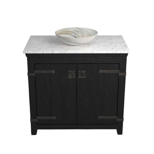 Alternate Image for Native Trails 36" Americana Vanity in Anvil with Carrara Marble Top and Verona in Abalone, No Faucet Hole, BND36-VB-CT-MG-062
