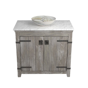 Alternate Image for Native Trails 36" Americana Vanity in Driftwood with Carrara Marble Top and Verona in Abalone, No Faucet Hole, BND36-VB-CT-MG-064