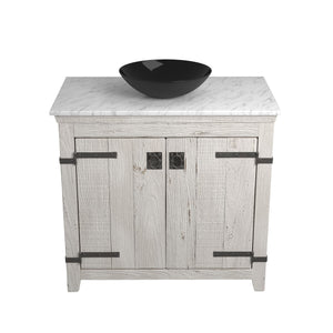 Alternate Image for Native Trails 36" Americana Vanity in Whitewash with Carrara Marble Top and Verona in Abyss, Single Faucet Hole, BND36-VB-CT-MG-065