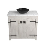 Native Trails 36" Americana Vanity in Whitewash with Carrara Marble Top and Verona in Abyss, Single Faucet Hole, BND36-VB-CT-MG-065