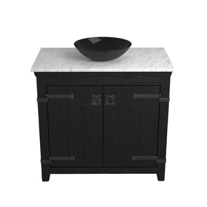 Alternate Image for Native Trails 36" Americana Vanity in Anvil with Carrara Marble Top and Verona in Abyss, No Faucet Hole, BND36-VB-CT-MG-070