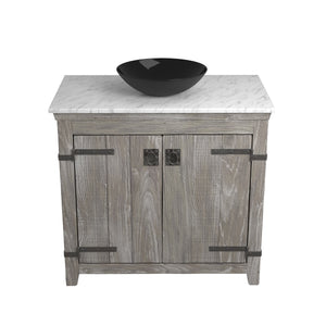 Alternate Image for Native Trails 36" Americana Vanity in Driftwood with Carrara Marble Top and Verona in Abyss, No Faucet Hole, BND36-VB-CT-MG-072
