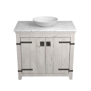 Alternate Image for Native Trails 36" Americana Vanity in Whitewash with Carrara Marble Top and Verona in Bianco, Single Faucet Hole, BND36-VB-CT-MG-073