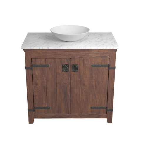 Native Trails 36" Americana Vanity in Chestnut with Carrara Marble Top and Verona in Bianco, Single Faucet Hole, BND36-VB-CT-MG-075