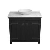 Native Trails 36" Americana Vanity in Anvil with Carrara Marble Top and Verona in Bianco, Single Faucet Hole, BND36-VB-CT-MG-077