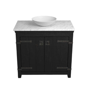 Alternate Image for Native Trails 36" Americana Vanity in Anvil with Carrara Marble Top and Verona in Bianco, No Faucet Hole, BND36-VB-CT-MG-078