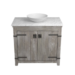 Alternate Image for Native Trails 36" Americana Vanity in Driftwood with Carrara Marble Top and Verona in Bianco, Single Faucet Hole, BND36-VB-CT-MG-079
