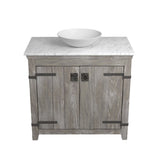 Native Trails 36" Americana Vanity in Driftwood with Carrara Marble Top and Verona in Bianco, No Faucet Hole, BND36-VB-CT-MG-080
