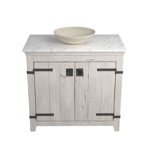 Alternate Image for Native Trails 36" Americana Vanity in Whitewash with Carrara Marble Top and Verona in Beachcomber, Single Faucet Hole, BND36-VB-CT-MG-081