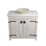 Native Trails 36" Americana Vanity in Whitewash with Carrara Marble Top and Verona in Beachcomber, No Faucet Hole, BND36-VB-CT-MG-082