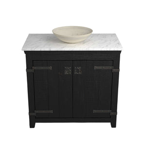 Alternate Image for Native Trails 36" Americana Vanity in Anvil with Carrara Marble Top and Verona in Beachcomber, Single Faucet Hole, BND36-VB-CT-MG-085