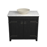 Native Trails 36" Americana Vanity in Anvil with Carrara Marble Top and Verona in Beachcomber, Single Faucet Hole, BND36-VB-CT-MG-085