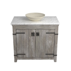 Alternate Image for Native Trails 36" Americana Vanity in Driftwood with Carrara Marble Top and Verona in Beachcomber, No Faucet Hole, BND36-VB-CT-MG-088