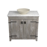 Native Trails 36" Americana Vanity in Driftwood with Carrara Marble Top and Verona in Beachcomber, No Faucet Hole, BND36-VB-CT-MG-088