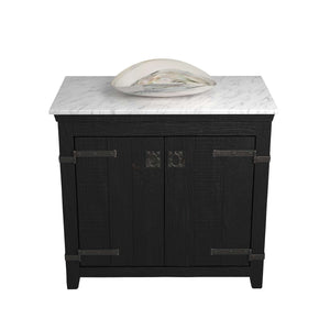 Alternate Image for Native Trails 36" Americana Vanity in Anvil with Carrara Marble Top and Sorrento in Abalone, Single Faucet Hole, BND36-VB-CT-MG-093