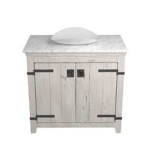 Alternate Image for Native Trails 36" Americana Vanity in Whitewash with Carrara Marble Top and Sorrento in Bianco, Single Faucet Hole, BND36-VB-CT-MG-097
