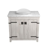 Native Trails 36" Americana Vanity in Whitewash with Carrara Marble Top and Sorrento in Bianco, Single Faucet Hole, BND36-VB-CT-MG-097