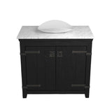 Native Trails 36" Americana Vanity in Anvil with Carrara Marble Top and Sorrento in Bianco, Single Faucet Hole, BND36-VB-CT-MG-101