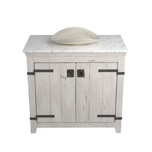 Alternate Image for Native Trails 36" Americana Vanity in Whitewash with Carrara Marble Top and Sorrento in Beachcomber, No Faucet Hole, BND36-VB-CT-MG-106