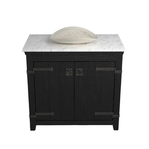 Alternate Image for Native Trails 36" Americana Vanity in Anvil with Carrara Marble Top and Sorrento in Beachcomber, No Faucet Hole, BND36-VB-CT-MG-110