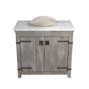 Alternate Image for Native Trails 36" Americana Vanity in Driftwood with Carrara Marble Top and Sorrento in Beachcomber, Single Faucet Hole, BND36-VB-CT-MG-111