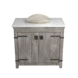 Native Trails 36" Americana Vanity in Driftwood with Carrara Marble Top and Sorrento in Beachcomber, Single Faucet Hole, BND36-VB-CT-MG-111