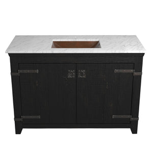 Alternate Image for Native Trails 48" Americana Vanity in Anvil with Carrara Marble Top and Avila in Antique, Single Faucet Hole, BND48-VB-CT-CP-005