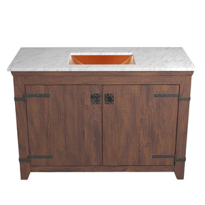 Alternate Image for Native Trails 48" Americana Vanity in Chestnut with Carrara Marble Top and Avila in Polished Copper, Single Faucet Hole, BND48-VB-CT-CP-011