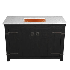 Alternate Image for Native Trails 48" Americana Vanity in Anvil with Carrara Marble Top and Avila in Polished Copper, Single Faucet Hole, BND48-VB-CT-CP-013