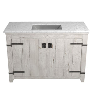 Alternate Image for Native Trails 48" Americana Vanity in Whitewash with Carrara Marble Top and Avila in Brushed Nickel, Single Faucet Hole, BND48-VB-CT-CP-017