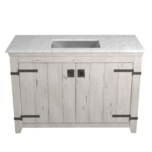 Alternate Image for Native Trails 48" Americana Vanity in Whitewash with Carrara Marble Top and Avila in Brushed Nickel, 8" Widespread Faucet Holes, BND48-VB-CT-CP-018