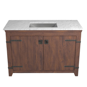 Alternate Image for Native Trails 48" Americana Vanity in Chestnut with Carrara Marble Top and Avila in Brushed Nickel, Single Faucet Hole, BND48-VB-CT-CP-019