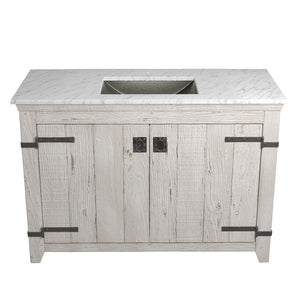 Alternate Image for Native Trails 48" Americana Vanity in Whitewash with Carrara Marble Top and Avila in Polished Nickel, Single Faucet Hole, BND48-VB-CT-CP-025