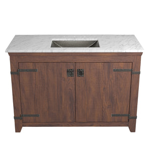 Alternate Image for Native Trails 48" Americana Vanity in Chestnut with Carrara Marble Top and Avila in Polished Nickel, 8" Widespread Faucet Holes, BND48-VB-CT-CP-028