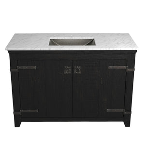Alternate Image for Native Trails 48" Americana Vanity in Anvil with Carrara Marble Top and Avila in Polished Nickel, Single Faucet Hole, BND48-VB-CT-CP-029