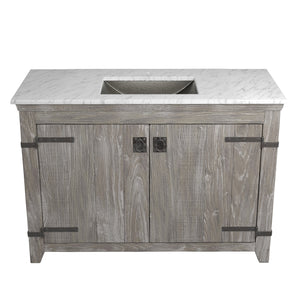 Alternate Image for Native Trails 48" Americana Vanity in Driftwood with Carrara Marble Top and Avila in Polished Nickel, Single Faucet Hole, BND48-VB-CT-CP-031