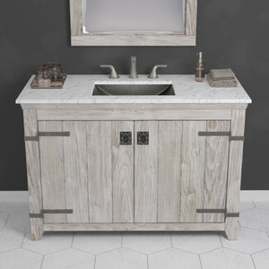 Alternate Image for Native Trails 48" Americana Vanity in Driftwood with Carrara Marble Top and Avila in Polished Nickel, 8" Widespread Faucet Holes, BND48-VB-CT-CP-032