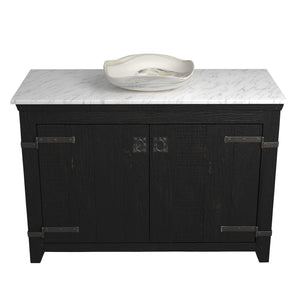Alternate Image for Native Trails 48" Americana Vanity in Anvil with Carrara Marble Top and Lido in Abalone, Single Faucet Hole, BND48-VB-CT-MG-005