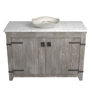 Alternate Image for Native Trails 48" Americana Vanity in Driftwood with Carrara Marble Top and Lido in Abalone, Single Faucet Hole, BND48-VB-CT-MG-007