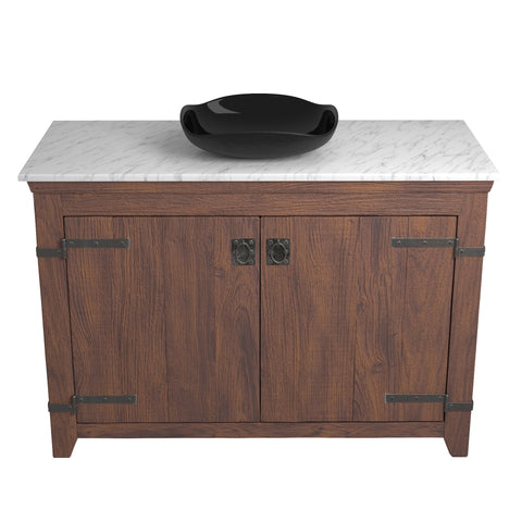 Native Trails 48" Americana Vanity in Chestnut with Carrara Marble Top and Lido in Abyss, Single Faucet Hole, BND48-VB-CT-MG-011
