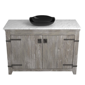 Alternate Image for Native Trails 48" Americana Vanity in Driftwood with Carrara Marble Top and Lido in Abyss, Single Faucet Hole, BND48-VB-CT-MG-015