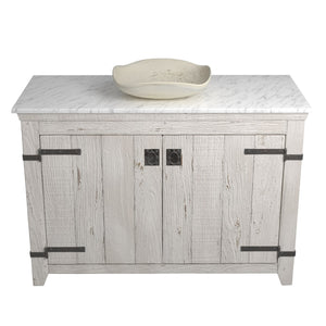 Alternate Image for Native Trails 48" Americana Vanity in Whitewash with Carrara Marble Top and Lido in Beachcomber, No Faucet Hole, BND48-VB-CT-MG-018