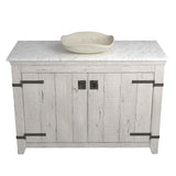 Native Trails 48" Americana Vanity in Whitewash with Carrara Marble Top and Lido in Beachcomber, No Faucet Hole, BND48-VB-CT-MG-018